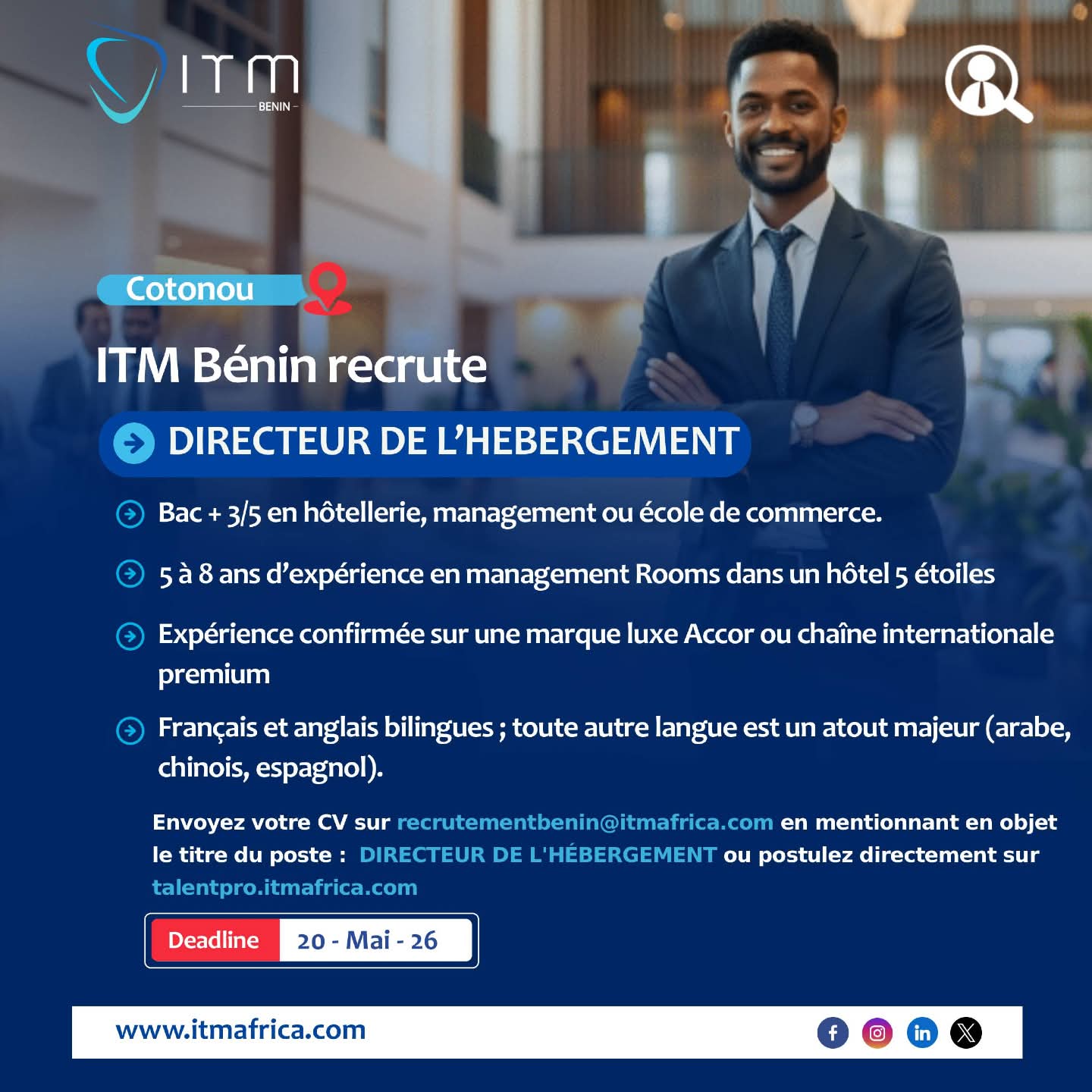 AVIS DE RECRUTEMENT D'UN DIRECTEUR DE L'HEBERGEMENT 