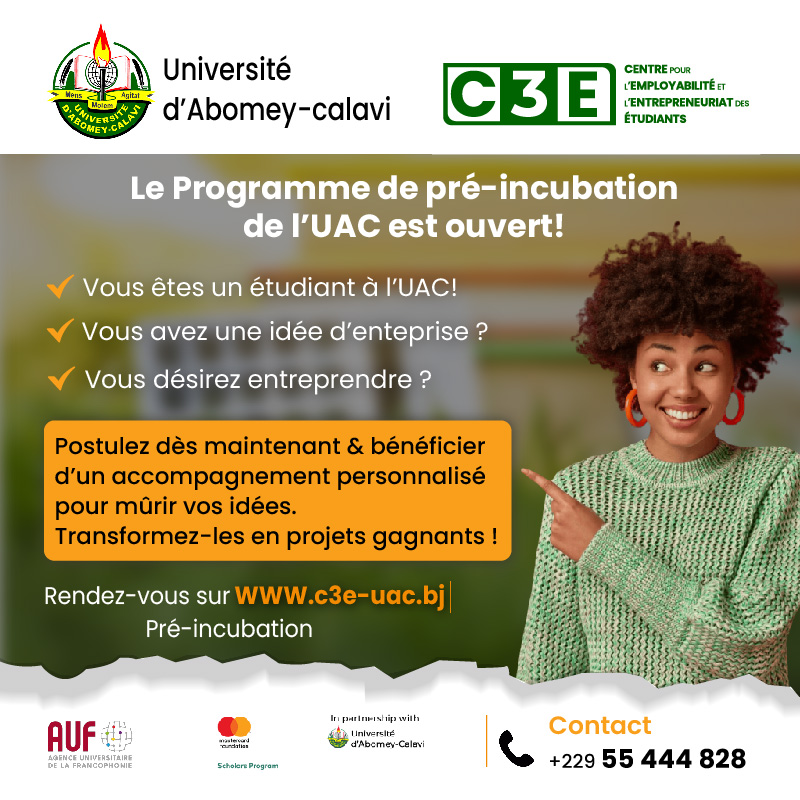 Programme de Pré-incubation de l'UAC