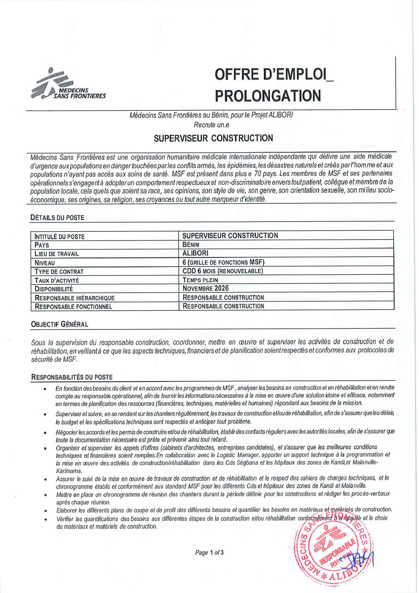 Superviseur de construction (H/F)