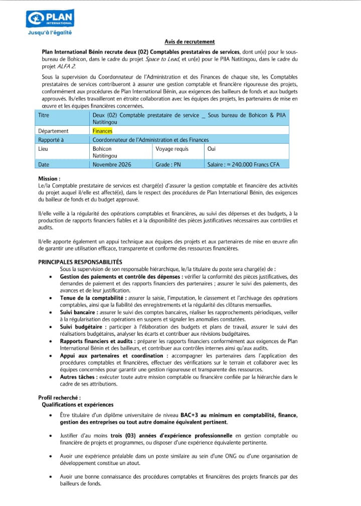 Comptables prestataires de services